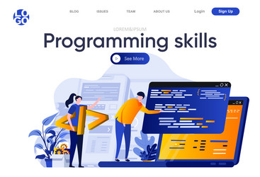 Programming Skills Landing Page vector image