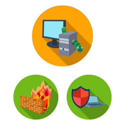 hacker and hacking flat icons in set collection vector image