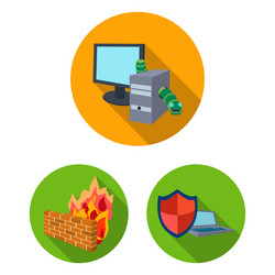 Hacker and hacking flat icons in set collection vector