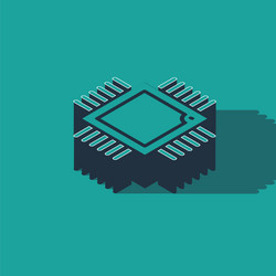 isometric computer processor with microcircuits vector image