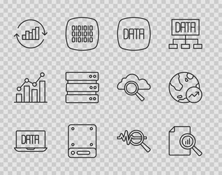 set line data analysis document with graph chart vector image