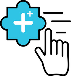hand cursor index with add pluss symbol vector image