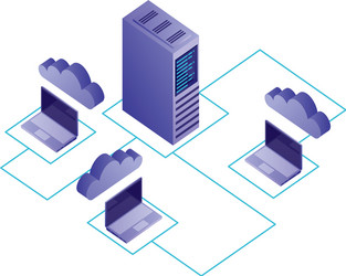 laptop computer with cloud computing and server vector image