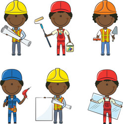 african-american construction workers vector