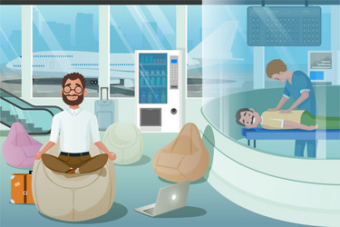 Business man relax in massage room zone vector