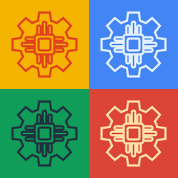 pop art line processor icon isolated on color vector image