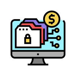 Ransomware cyber crime color icon vector