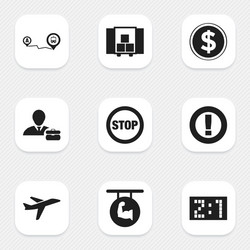 set of 9 editable complex icons includes symbols vector image