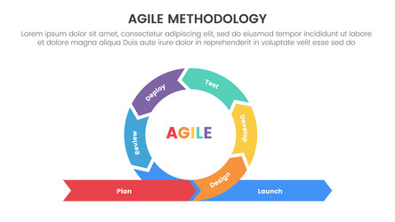 Agile sdlc methodology infographic 7 point stage vector