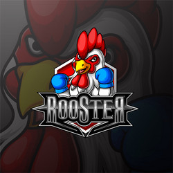 Fighting rooster mascot e sport logo design vector