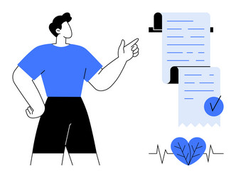 person pointing at document with heart and check vector image