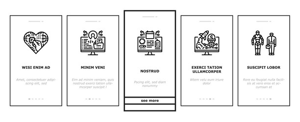 tech enthusiast geek nerd man onboarding icons set vector image