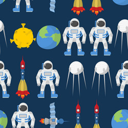 cosmic seamless pattern earth and astronaut space vector image