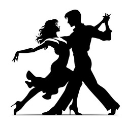 Couple Dancing Silhouette Vector Image