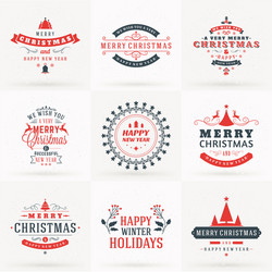 Merry Christmas & Happy New Year Badges Vector Image