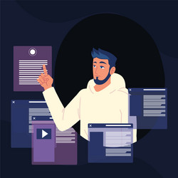 programmer with codes vector image
