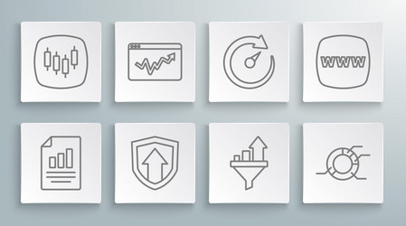 set line document with graph chart vector image