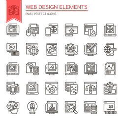 Web design elements thin line and pixel perfect vector