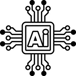 computer chip with a outline and the letters ai vector image