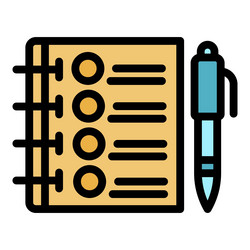 notebook exam test icon color outline vector