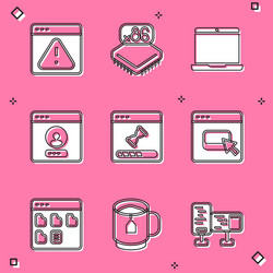 set browser with exclamation mark processor vector image