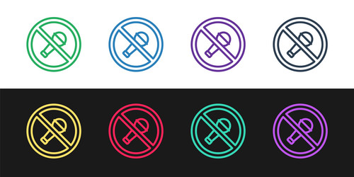 set line mute microphone icon isolated on black vector image