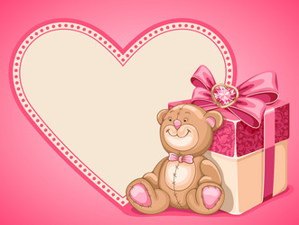Cute valentine teddy bear with big heart Vector Image