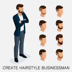 Isometric businessmen set head vector