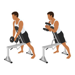 man doing single dumbbell spider hammer curl vector image