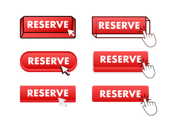 reserve button with pointer clicking web vector image