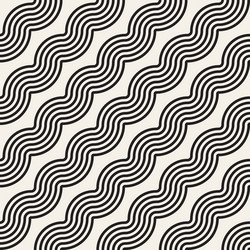 Diagonal wavy lines seamless pattern Royalty Free Vector