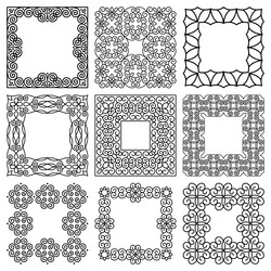 set of square wide black frames vignettes vector image