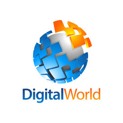 Abstract 3d world globe tech globe logo Royalty Free Vector