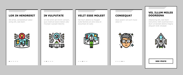 tech enthusiast geek nerd man onboarding icons set vector image