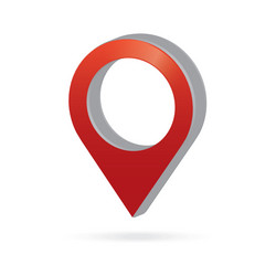 3D Red Metal Pointer Icon - GPS Marker vector image