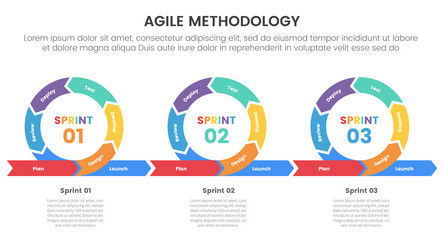 Agile sdlc methodology infographic 7 point stage vector