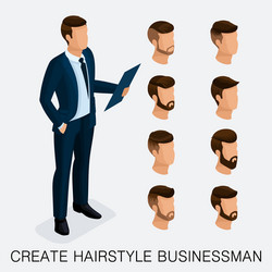 isometric businessmen set head vector