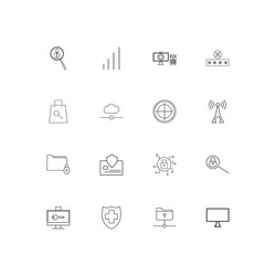 internet security simple linear icons set vector image