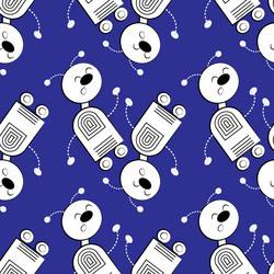 stylized dancing robots - graphics machine revolt vector image
