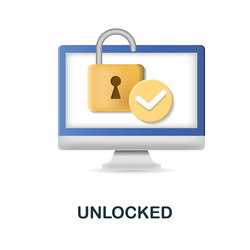 Unlocked icon 3d from security collection vector