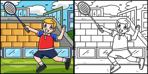 badminton player jumping with racket vector image