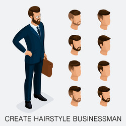 Isometric businessmen set head vector