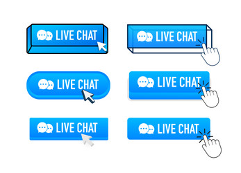 Live chat button with pointer clicking vector