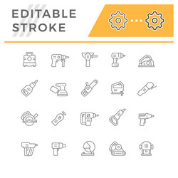 Set line icons of power tool vector