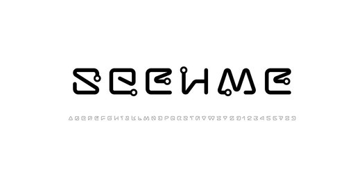 digital alphabet font cyber letters and numbers vector image