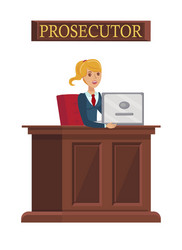 female prosecutor at work flat vector