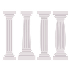 Four antique white columns realistic composition Vector Image