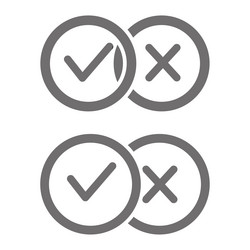 check marks line icon tick and cross checkmarks vector image