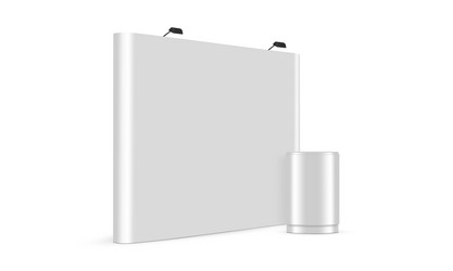 pop up display stand with table for exhibitions vector image