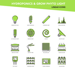 Green set line icons - hydroponics vector